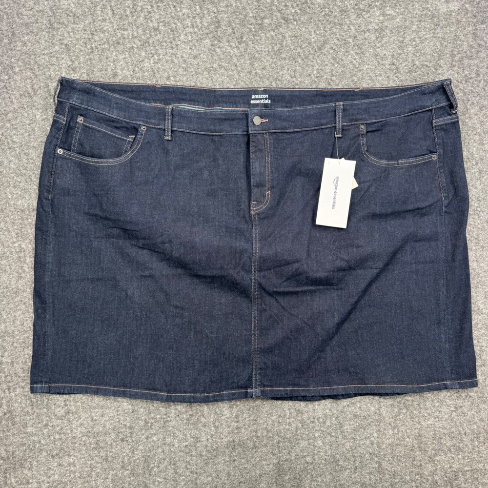 Amazon Essentials Womens Plus Size 38 Dark Wash Denim Mini Skirt Stretch Indigo